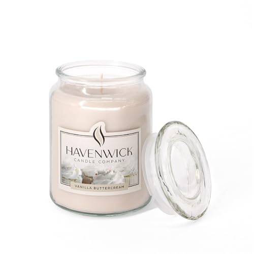 Havenwick Vanilla Buttercream Soy Blend 22-oz Large Jar Candle, Long Lasting 110-130 Hour Burn Time...