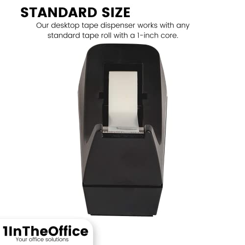 1InTheOffice Desk Tape Dispenser, Black \"4 Pack\" (Desktop Tape Dispenser)
