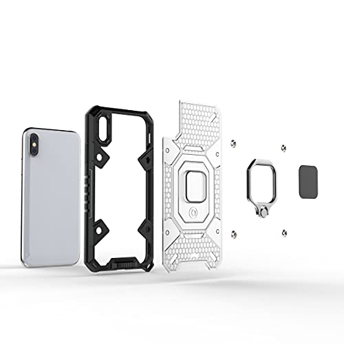 Image of Thermoplastic Polyurethane Tough Armor Bumper Back Case Cover For iPhone Xs|Ring Holder & Kickstand In-Built|360 Degree Protection Back Case Cover For iPhone Xs (Black)