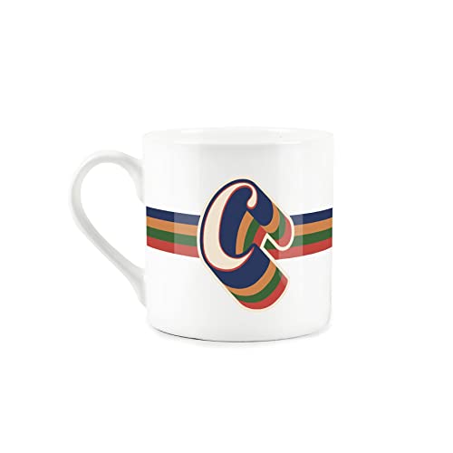 Purely Home Retro Alphabet Letter C Mug - Bone China White Coffee Tea Present Personalised Initial Gift - Image 2