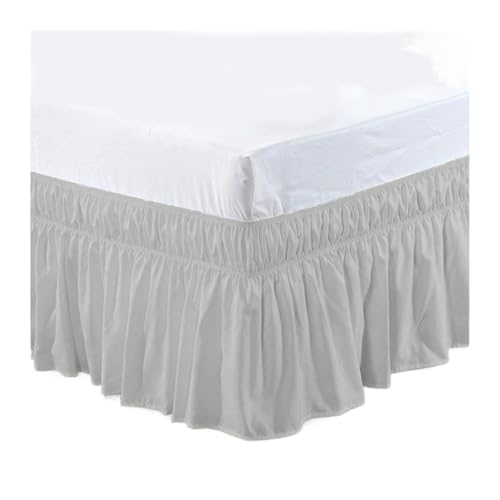 Faldón para cama individual, doble, queen y king, apta para colchas, con banda elástica doble ajustable, 40 cm de alto (gris claro, doble 190,5 x 99 x 40 cm)