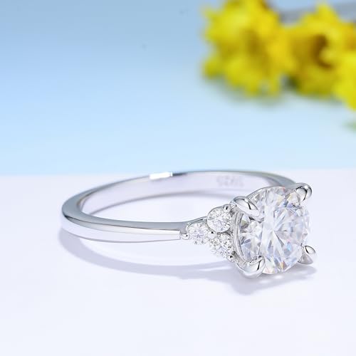 1CT Moissanite Engagement Ring for Women D Color VVS1 Clarity Brilliant Round Cut Wedding band 925 Sterling Silver with 18K Gold Plated 4 Prong Moissanite Promise Anniversary Ring3