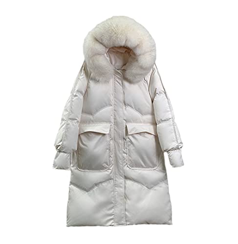 Manteau long d'hiver pour femme veste ample à capuche en duvet