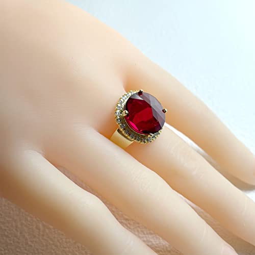 HAIXIAN 14K Yellow Gold Gemstone Ring for Women,Punk Gothic Cocktail Party Crystal Ring Jewelry3