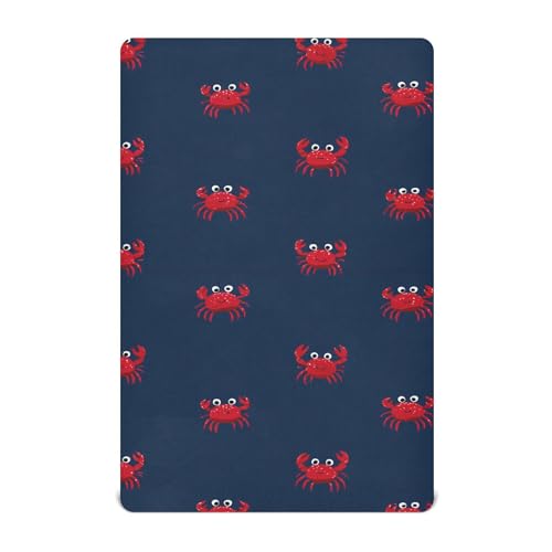 Image of Sea Cute Red Crabs Crib Sheets Soft Breathable Fitted Baby Crib Sheets Mattress Cover for Girls Boys, 52 inch x 28 inch x 9 inch