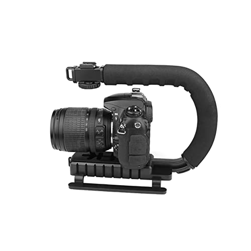 Image of Three Hot Shoe Camera Stabilizer Grip with Handle ABS Black