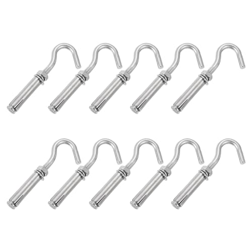 QUARKZMAN 10uds M8 304 Inoxidable Acero Expansión Gancho Estándar Abierta Copa Expansión Perno Tornillo Concreto Gancho para Pared Techo Concreto Mampostería