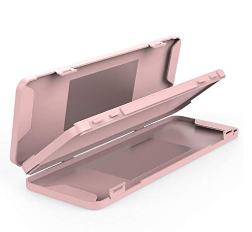OBTANIM Portable Plastic Double-Layer Face Masks Storage Case with Mirror Dustproof Mouth Cover Storage Seal Box Holder Container for Outdoor Travel (Pink)