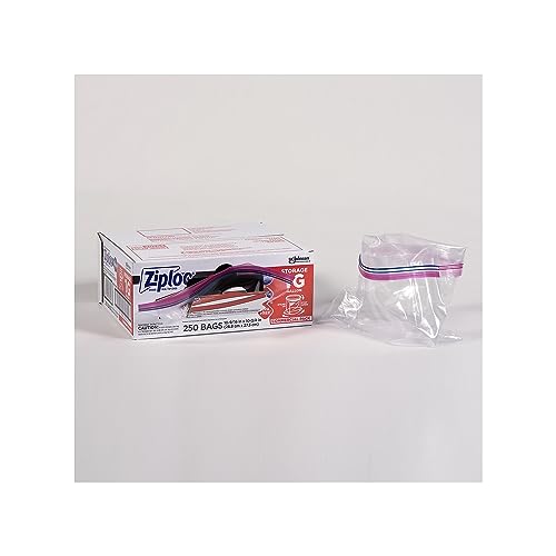 Ziploc 682257 Double Zipper Bags, Plastic, 1gal, 1.75mil, Clear w/Write-On Panel, 250/Box