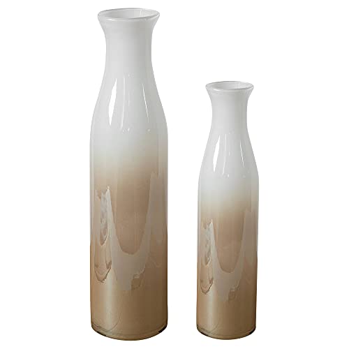 Uttermost Blur Ombre Ivory And Beige Glass Vases Set Of 2 #TOP8