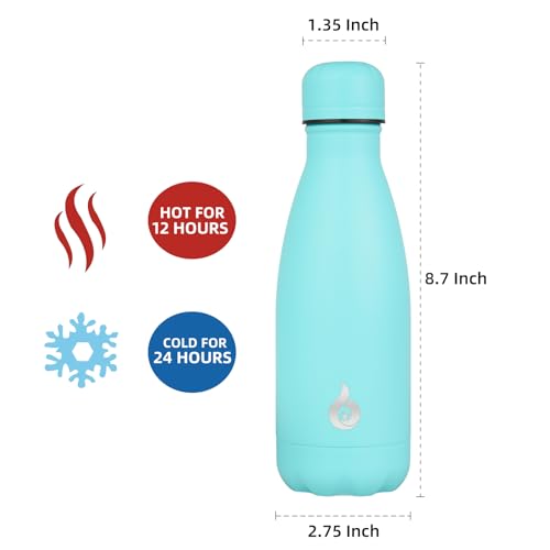 Image of BJPKPK Insulated Water Bottle 12oz Stainless Steel Water Bottles For Travel Keep Cold And Hot,Turquoise