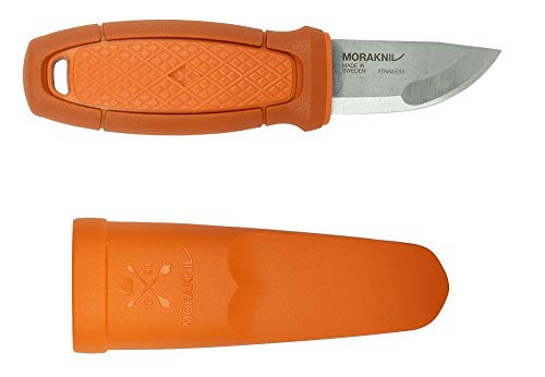 Morakniv Faca Eldris de lâmina fixa de bolso com lâmina e bainha de aço inoxidável, 5 cm, laranja