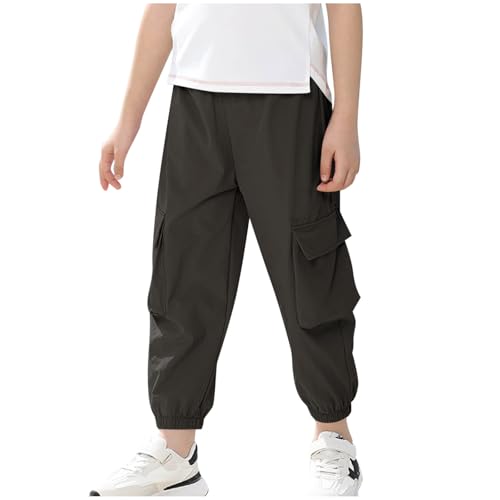 Boys Cargo Pants Casual Elastic Wasit Trouser with Multi Pockets Soft Lounge Pull On School Pants for Kids 3-16 Years