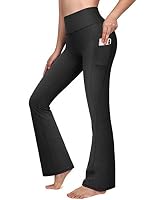 G4Free Bootcut Yoga Pants for Women High Waist Workout Pants with Pockets Bootleg Casual Work Pants Print Dress Pants Black