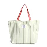 Ponette Bolsa de Playa Mujer Mallorca – Bolso Playa familiar con Bolsillo Interior y Clip de Cierre – Shopper Verano a Rayas – Bolsa Piscina, Viaje y Gimnasio – 60 x 45 x 19 cm – Marca Española