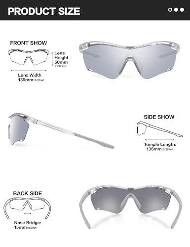 Image of BIRCEN Mens Polarized Sunglasses for Sports: TR90 Lightweight Sun Glasses Wrap Around Shades for Fishing Driving Cycling