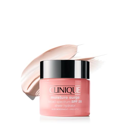 Clinique Moisture Surge Broad Spectrum SPF 28 Sheer Hydrator Face Moisturizer With SPF, Hyaluronic Acid, Aloe Bioferment + Provitamin D | Hydrating + Protecting, 2.5 Fl Oz