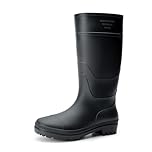 Bruno Marc Men's Wellington Boots Waterproof Mid-Calf Rubber Work Rain Boots for Gardening, Dog Walking, Car Washing,Size 9,All Black,BMEMRB2503