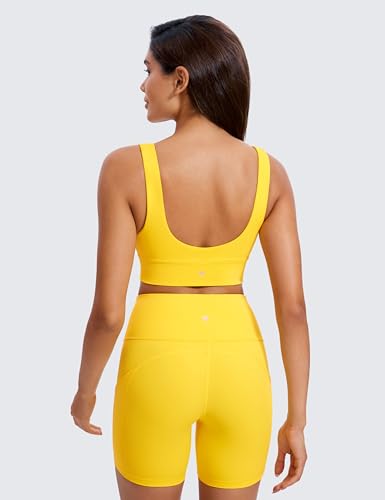 Image of CRZ YOGA Butterluxe V Neck Longline Sports Bra | Light Support, Removable Pads, Yoga, Extremely Soft, U Back, Wide Straps, for Women