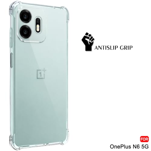 Image of TheGiftKart Transparent Crystal Clear Back Cover Case for OnePlus N6 5G | Shockproof Soft TPU Case | Cushioned Edges for Ultimate Protection Back Cover Case for OnePlus N6 5G (TPU, Transparent)