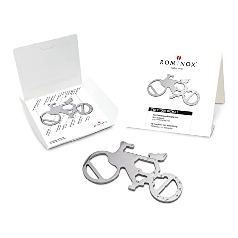Gift item: Rominox Key Tool Bicycle, 19 Functions, Bicycle Keyring, Mountain Bike, Gravel Bike, Stainless Steel Multitool with Function Description, Multifunctional Tool for on the go Cover