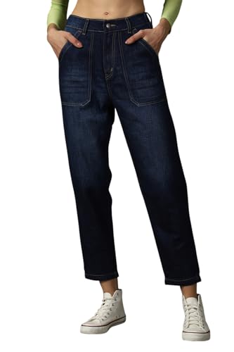 Image of High Star Women Cotton Washed Mom fit High-Rise Jeans