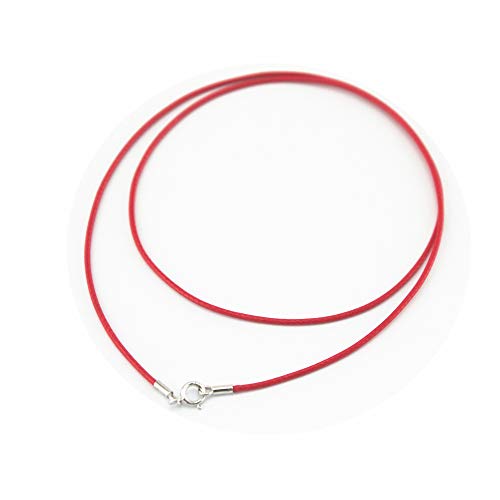 Image of Glory Qin Red Silk Braided Rope Chain 925 Silver Plated Clasp Leather Cord Chain Necklace Rope (1.0 mm, 20 Inches)