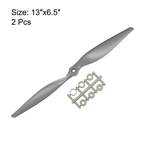 uxcell RC Propellers CW 13x6.5 Inch 2-Vane for Airplane Nylon Gray 2Pcs with Adapter Rings
