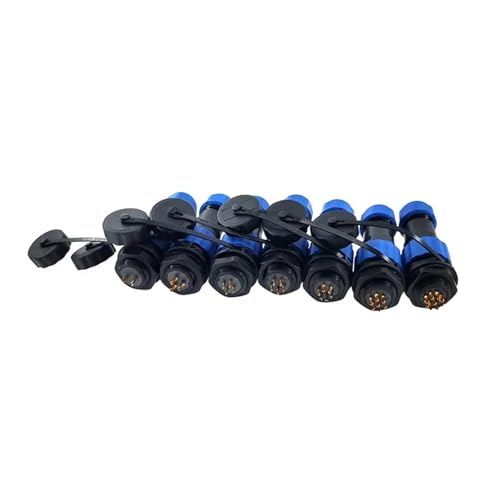 Conector SP16 impermeable de 7 pines con tuerca trasera para cable de alimentación industrial 6