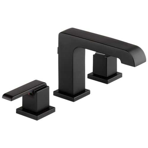 Delta Faucet Ara Widespread Bathroom Faucet 3 Hole Matte Black Bathroom Faucet Diamond Seal Technology Metal Drain Assembly Matte Black 3567-BLMPU-DST