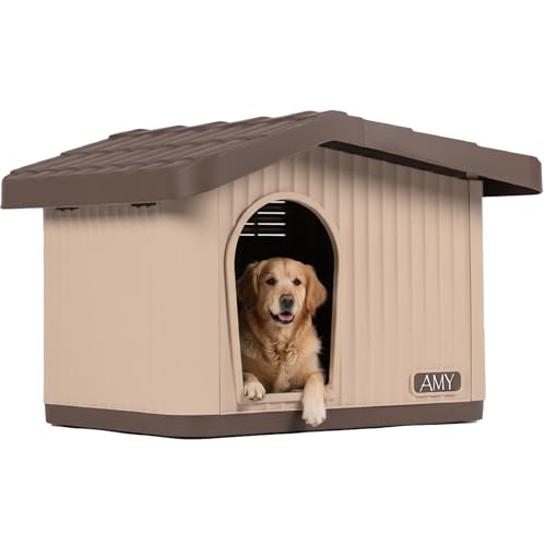 POLI PETS Casa para Mascotas Galway: Refugio Exterior Duradero con Plástico ABS Resistente, Piso Elevado, Confort Térmico y Fácil Armado para Perros Medianos y Grandes Mediana