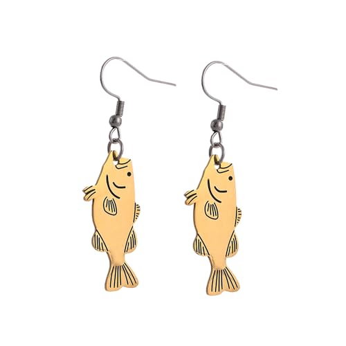Largemouth Bass Fish Earrings, Fisherman Jumping Bass Earrings Stainless Steel, Fishing Amulet Gift