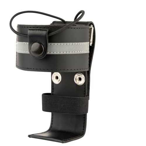 Estojo universal estilo L com fita refletiva, couro preto