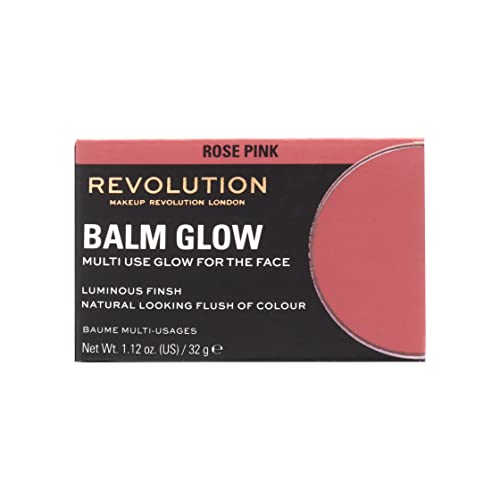 Revolution Beauty London Revolution, Balm Glow, Multi-Use Cream Balm, Dewy Natural Finish for Cheeks, Lips & Lids, Sheer Color, Rose Pink, Vegan & Cruelty-Free, 1.12 oz