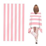 CNMTCCO Large Beach Towel for Adults with Bag - Quick Dry Microfibre - 100% Recycled Towel - Sand Free, Lightweight, Compact (160x90cm, 63x35in) (Light Pink)