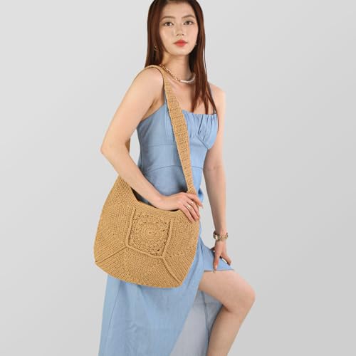 Bolso de playa tejido para mujer verano miniatura 5