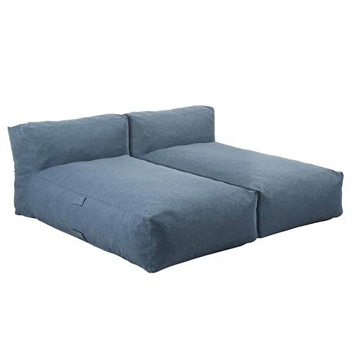 Oviala Salon de Jardin modulable avec 2 méridiennes Bleu Pacific - Mixi