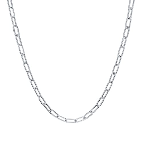 Savlano 925 Sterling Silver 5mm Solid Italian Diamond Cut Paperclip Link Chain Necklace with Gift Box for Women & Men - Made in Italy