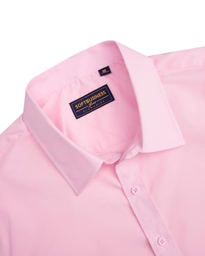 J.VER Hemden Herren Kurzarm Sommerhemden Freizeithemden Regular Fit Businesshemd Herrenhemden Freund Sohn Hochzeit,Rosa,M