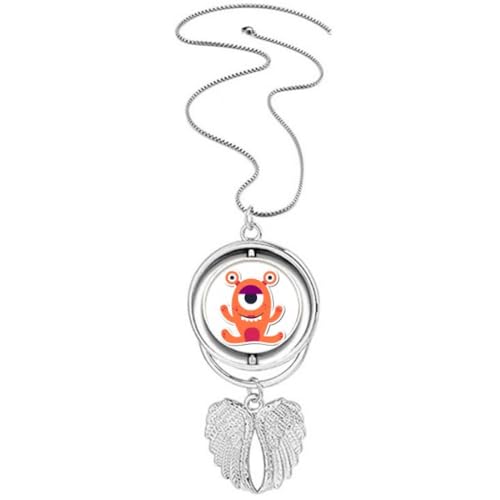 Collier ailes d'ange et extraterrestre orange, un bijou fantaisie au design unique et audacieux