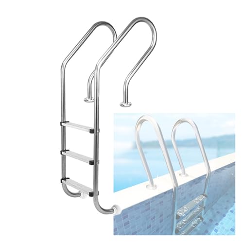 Escalera para piscina de acero inoxidable 3 peldaños miniatura 1