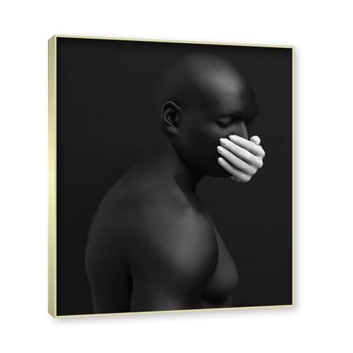 Tableau Femme Noire Afro JZSDGB cadre or champagne 30x36cm