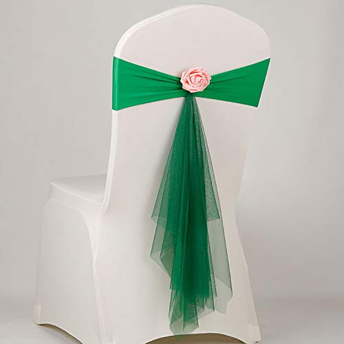 KALGHI Telai per sedie in organza Decorazione per sedia da matrimonio Sedia posteriore Filato Fiore Sedie Fiocco Cintura Cravatte per matrimoni Banchetto-Rosa rossa,50 pezzi