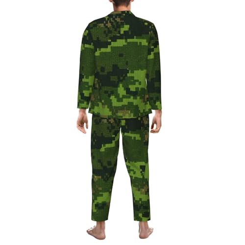 Pyjama à manches longues pour hommes imprimé camouflage numérique vert armée