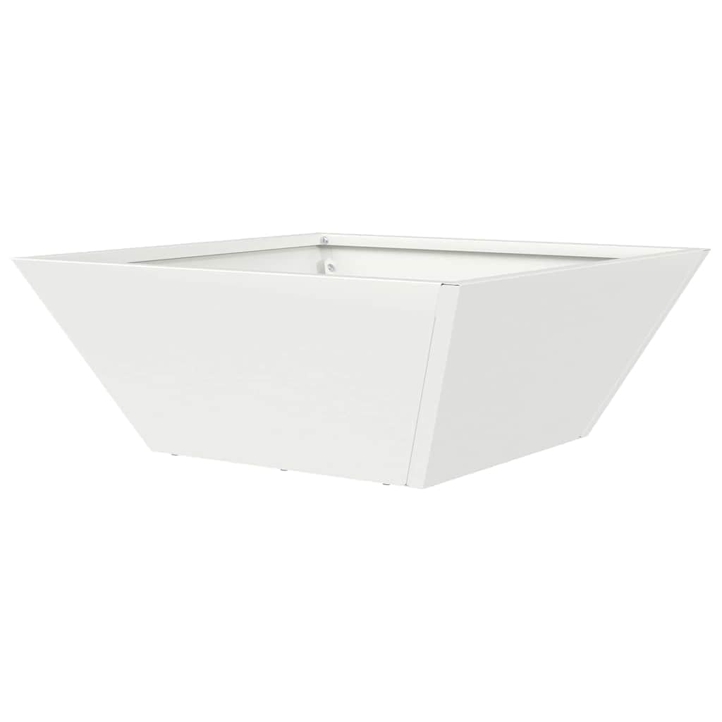 Minimalistyczna Donica Ogrodowa Biała 40x40x15 cm Stal Zimnogięta Nowoczesna Metalowa Skrzynia na Kwiaty na Taras i Balkon Odporna na Warunki Zewnętrzne Łatwy Montaż