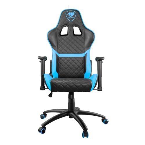 Cougar Gaming Chair Armor One, Steel-Frame, Breathable Pvc Leather, 180° Recliner System, 120Kg Weight Capacity, 2D Adjustable Arm-Rest, Steel 5-Star Base - Sky Blue