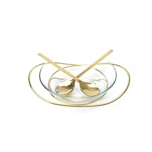Regent 18/10 CONTEMPO Chromeplated 9.8”inch 25cm Salad Bowl with Stainless Steel Servers Salad Bowls, Big Salad Bowls with Perfect for Fruits, Vegetable or Salads (Gold)