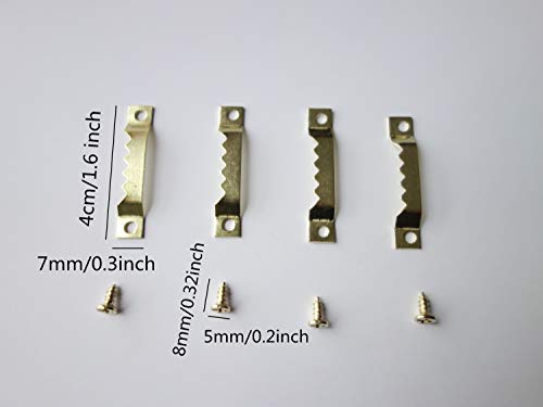 Image of 100 Pack Small Sawtooth Picture Hangers with 200 Screws Metal Picture Frames Hangers Set for Hanging Wooden Frames Paintings Artwork Craft Projects (Gold)