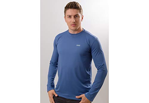Camiseta com proteção solar pedal bruto masculina Tamanho:XG;Cor:Azul