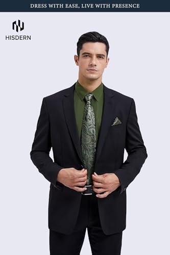 Image of HISDERN Mens Dress Shirt with Tie Pocket Square Set Classic Button Down Shirt Matching Tie Long Sleeve Shirts
